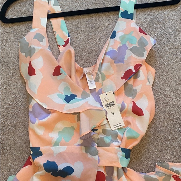 NWT. Anthropologie Peach Floral High Low Dress - Picture 6 of 12